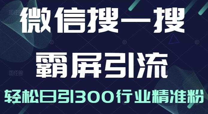 微信搜一搜霸屏引流课，打造被动精准引流系统，轻松日引300行业精准粉 - 中创网-中创网