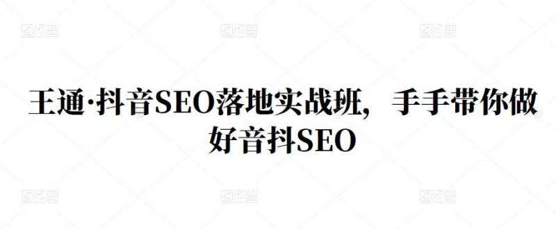 图片[1]-王通·抖音SEO落地实战班，手‬手带你做好音抖‬‬SEO - 中创网-中创网