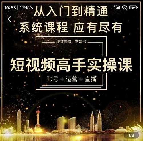 短视频高手实操课：账号+运营+直播，从入门到精通，系统课程，应有尽有 - 中创网-中创网