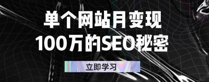 图片[1]-单个网站月变现100万的SEO秘密，百分百做出赚钱站点 - 中创网-中创网