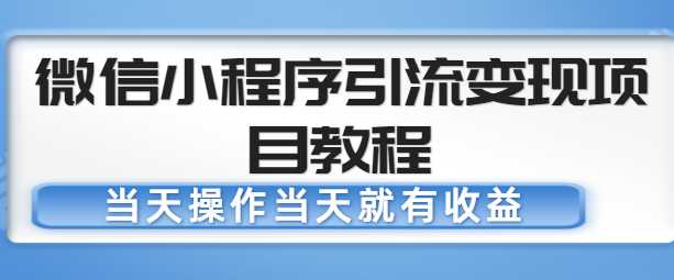 图片[1]-微信小程序引流变现项目教程，当天操作当天就有收益，变现不再是难事 - 中创网-中创网