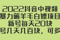 2022抖音中视频暴力薅羊毛白嫖项目：新号每天20块，老号几天几百块，可多号 - 中创网-中创网