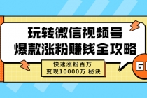 玩转微信视频号爆款涨粉赚钱全攻略，快速涨粉百万 变现10000万 秘诀 - 中创网-中创网