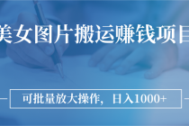 图片搬运赚钱项目，可批量放大操作，日入1000+ - 中创网-中创网