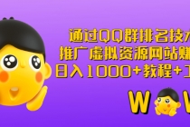 通过QQ群排名技术：推广虚拟资源网站赚钱，日入1000+教程+工具 - 中创网-中创网