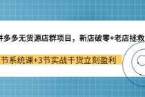拼多多无货源店群项目，新店破零+老店拯救 12节系统课+3节实战干货立刻盈利 - 中创网-中创网