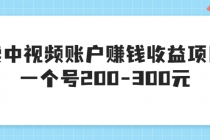 某599元收费培训：卖中视频账户赚钱收益项目 一个号200-300元（13节完整版) - 中创网-中创网