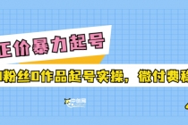 正价暴力起实操号：0粉丝0作品起号实操，微付费稳号 - 中创网-中创网