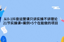 从0-1抖音运营课只讲实操不讲理论：21节实操课+案例+5个在能做的项目 - 中创网-中创网