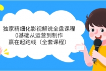 独家精细化影视解说全盘课程，0基础从运营到制作，赢在起跑线 - 中创网-中创网