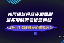 如何通过抖音实现盈利，最实用的账号运营课程 从0到1打造能赚钱的爆款账号 - 中创网-中创网