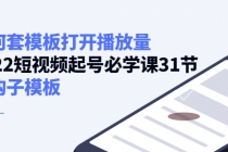 如何套模板打开播放量，2022短视频起号必学课31节，送钩子模板 - 中创网-中创网