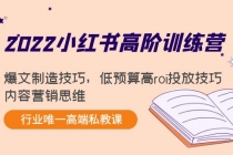 2022小红书高阶训练营：爆文制造技巧，低预算高roi投放技巧，内容营销思维 - 中创网-中创网