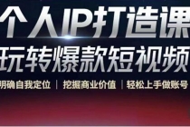 个人IP打造课-玩转爆款短视频，明确自我定位|挖掘商业价值|轻松上手做账号 - 中创网-中创网
