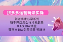 拼多多运营玩法实操，0.1改10W销量，薅官方10w免费流量 等玩法！ - 中创网-中创网