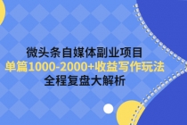 微头条自媒体副业项目，单篇1000-2000+收益写作玩法，全程复盘大解析！ - 中创网-中创网
