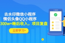利用去水印微信小程序+情侣头像QQ小程序，获得300w+睡后收入，项目复盘 - 中创网-中创网