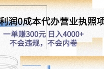 高利润0成本代办营业执照项目：一单赚300元 日入4000+不会违规，不会内卷 - 中创网-中创网