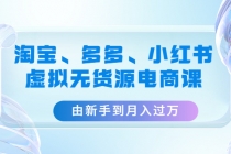 淘宝、多多、小红书-虚拟无货源电商课：由新手到月入过万 - 中创网-中创网