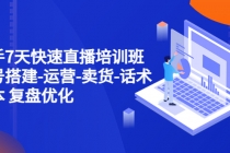 新手7天快速直播培训班：账号搭建-运营-卖货-话术脚本 复盘优化 - 中创网-中创网