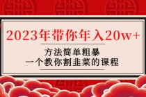 韭菜-联盟· 2023年带你年入20w+方法简单粗暴，一个教你割韭菜的课程 - 中创网-中创网