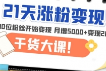 21天精准涨粉变现干货大课：从10位粉丝开始变现 月增5000+变现20w+ - 中创网-中创网