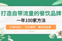 打造自带流量的餐饮品牌：一年100家方法 打造年轻人“社交属性”餐饮的品牌 - 中创网-中创网