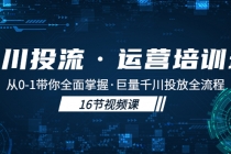 千川投流·运营培训班：从0-1带你全面掌握·巨量千川投放全流程！ - 中创网-中创网