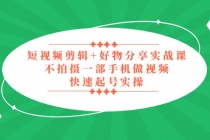 短视频剪辑+好物分享实战课，无需拍摄一部手机做视频，快速起号实操！ - 中创网-中创网