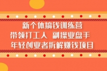 新个体搞钱训练营：带领打工人 副操业盘手 年轻创业者拆解赚钱项目 - 中创网-中创网