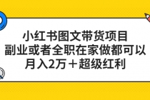 小红书图文带货项目，副业或者全职在家做都可以，月入2万＋超级红利 - 中创网-中创网