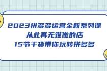 2023拼多多运营全新系列课，从此再无难做的店，15节干货带你玩转拼多多 - 中创网-中创网