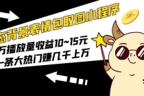 动态背景表情包取图小程序，1万播放量收益10~15元，一条大热门赚几千上万 - 中创网-中创网