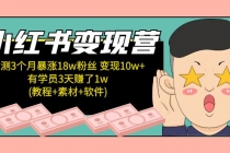 小红书变现营 3个月涨粉18w 变现10w+有学员3天赚1w(教程+素材+软件)4月更新 - 中创网-中创网