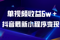 抖音最新小程序变现项目，单视频收益6w＋ - 中创网-中创网