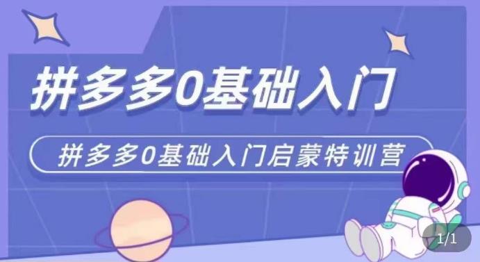 拼多多运营0-1实操特训营，拼多多0基础入门，从基础到进阶的可实操玩法 - 中创网-中创网