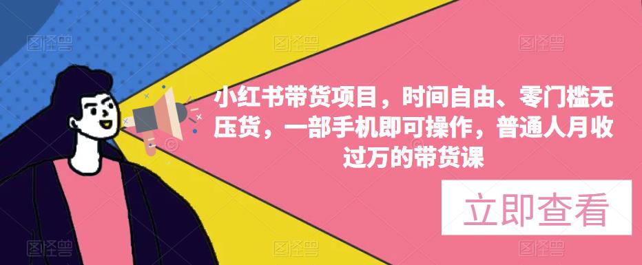 小红书带货项目，时间自由、零门槛无压货，一部手机即可操作，普通人月收过万的带货课 - 中创网-中创网