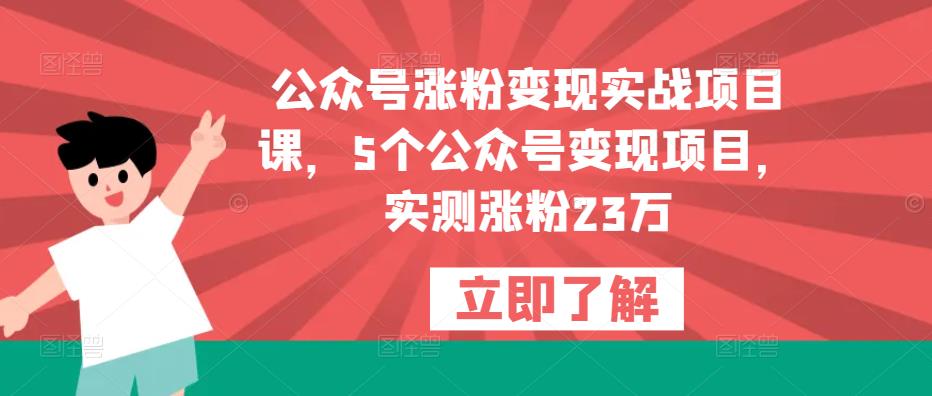图片[1]-公众号涨粉变现实战项目课，5个公众号变现项目，实测涨粉23万 - 中创网-中创网