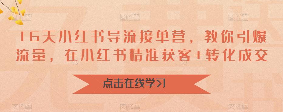16天小红书导流接单营，教你引爆流量，在小红书精准获客+转化成交 - 中创网-中创网