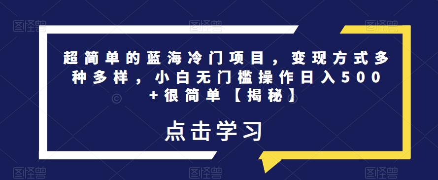 图片[1]-超简单的蓝海冷门项目，变现方式多种多样，小白无门槛操作日入500+很简单【揭秘】 - 中创网-中创网