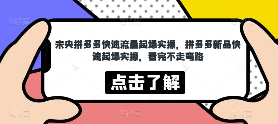 未央拼多多快速流量起爆实操，拼多多新品快速起爆实操，看完不走弯路 - 中创网-中创网