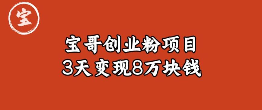 宝哥IP图文创业粉引流项目实战分享：单个账号3天涨粉1万，变现8万块钱（图文教程）【揭秘】 - 中创网-中创网