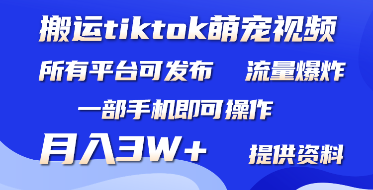 图片[1]-搬运Tiktok萌宠类视频，一部手机即可。所有短视频平台均可操作，月入3W+ - 中创网-中创网