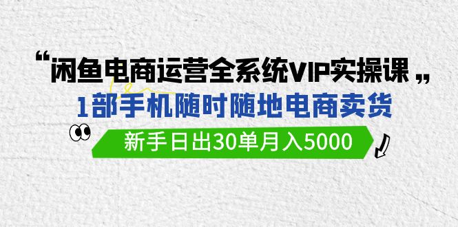 闲鱼电商运营全系统VIP实战课，1部手机随时随地卖货，新手日出30单月入5000 - 中创网-中创网