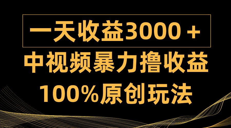 中视频暴力撸收益，日入3000＋，100%原创玩法，小白轻松上手多种变现方式 - 中创网-中创网