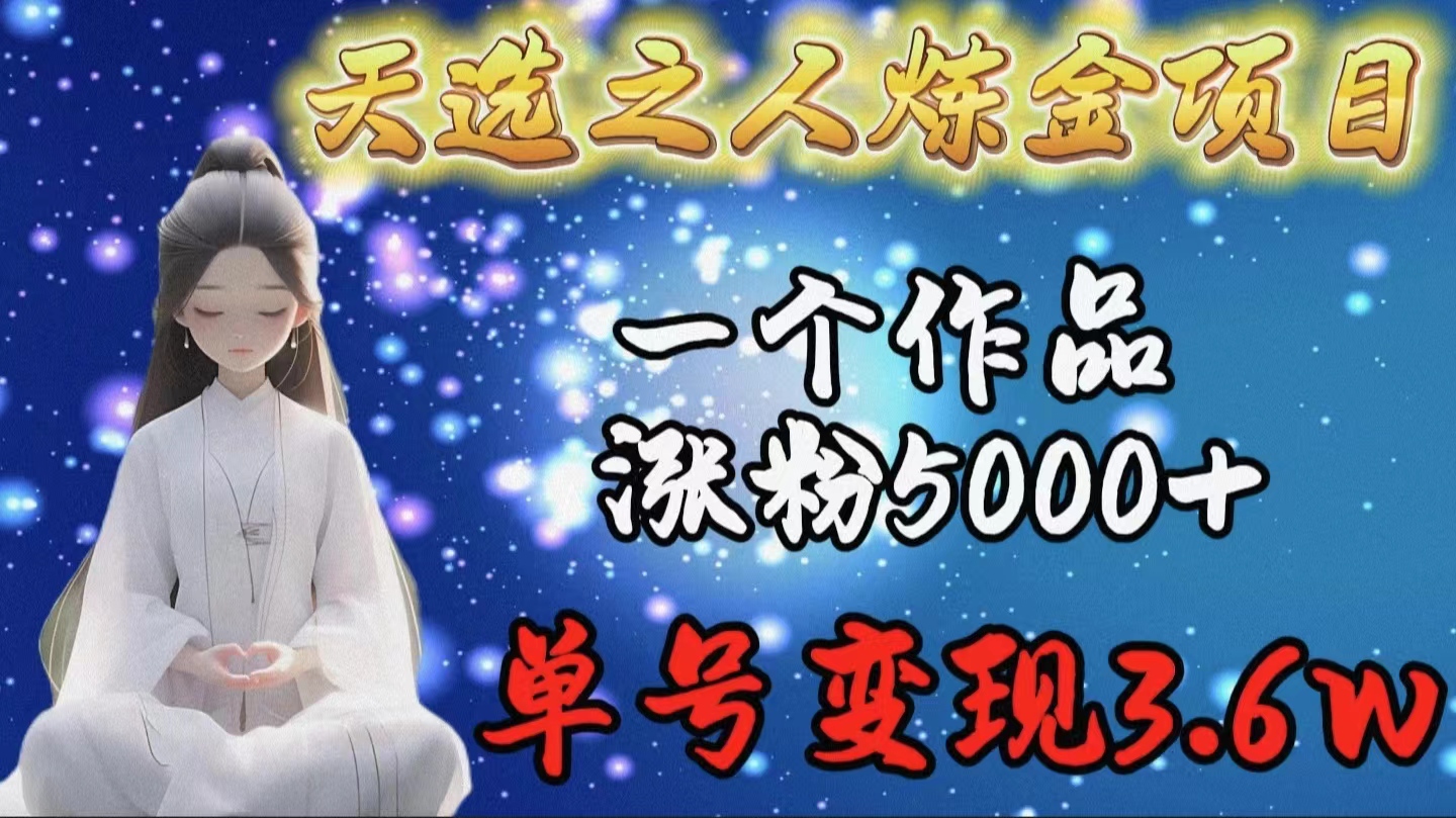 天选之人炼金项目，一个作品涨粉5000+，单号变现3.6w - 中创网-中创网