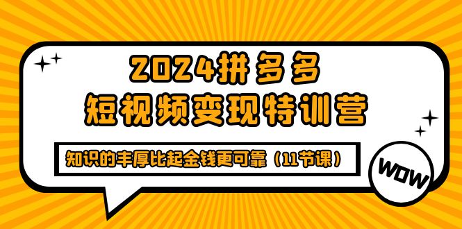 2024拼多多短视频变现特训营，知识的丰厚比起金钱更可靠 - 中创网-中创网