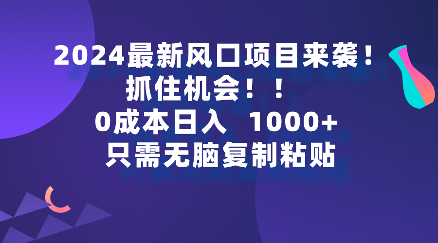 图片[1]-2024最新风口项目来袭，抓住机会，0成本一部手机日入1000+，只需无脑复… - 中创网-中创网