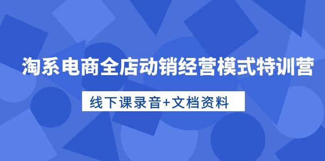淘系电商全店动销经营模式特训营，线下课录音+文档资料 - 中创网-中创网