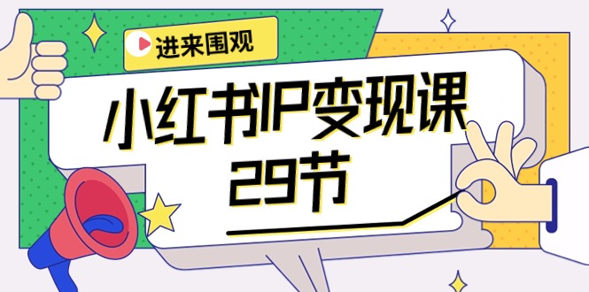 小红书IP变现课：开店/定位/IP变现/直播带货/爆款打造/涨价秘诀/等等/29节 - 中创网-中创网